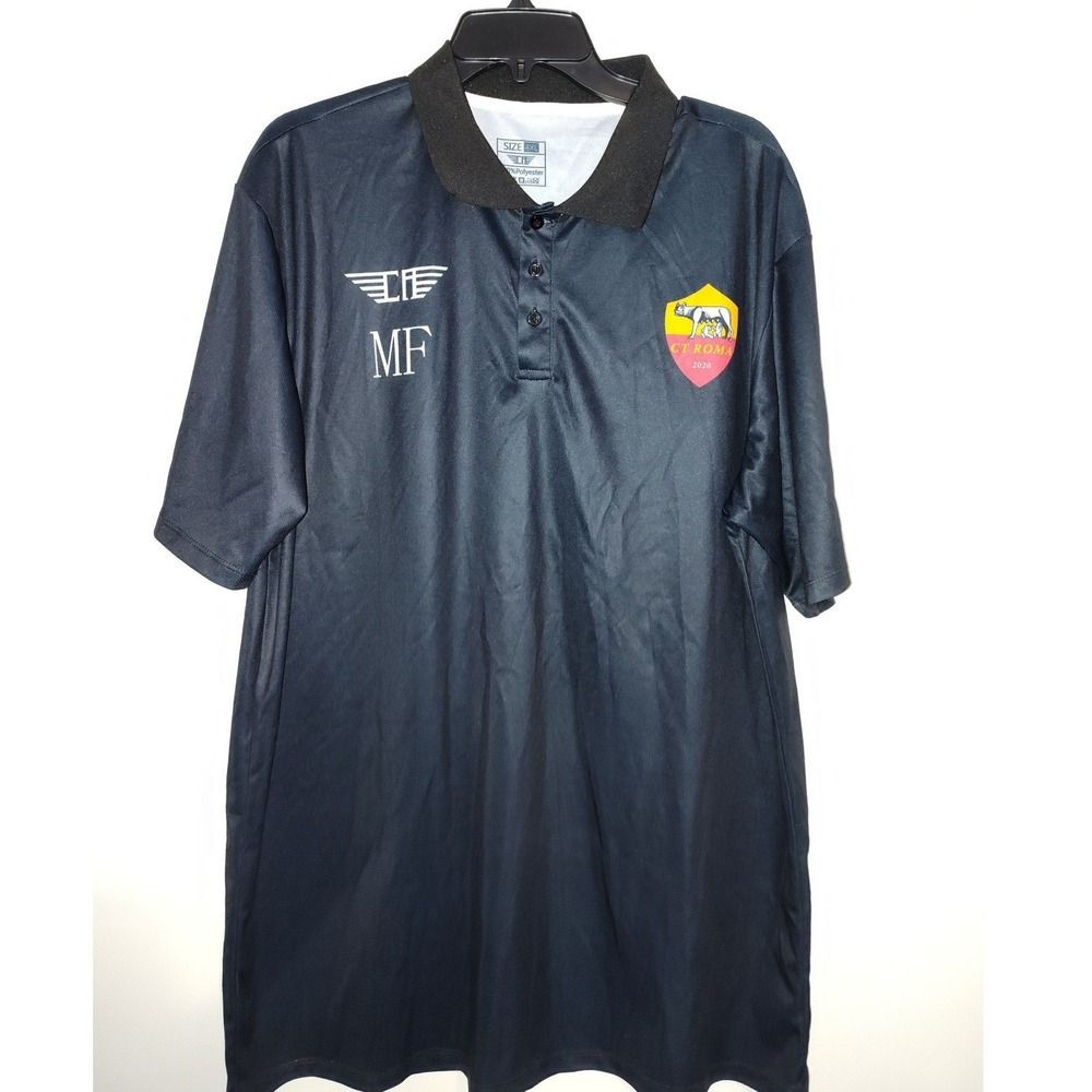 AS Roma CT Roma 2020 Soccer Polo Shirt Mens 4XL Navy Blue Short Sleeve MF Logo